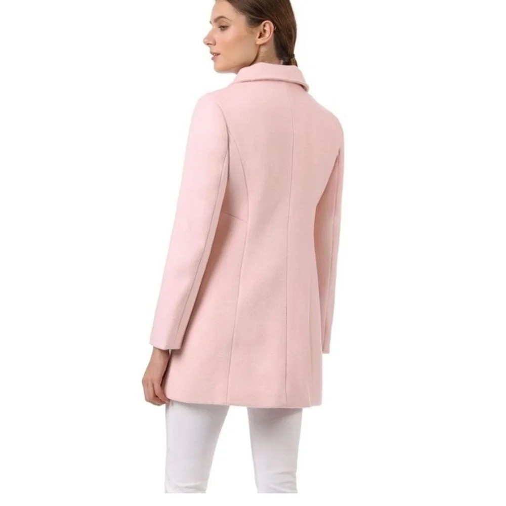 Allegra K Women's Peter Pan Collar Double Breasted Long Sleeve Winter Coat